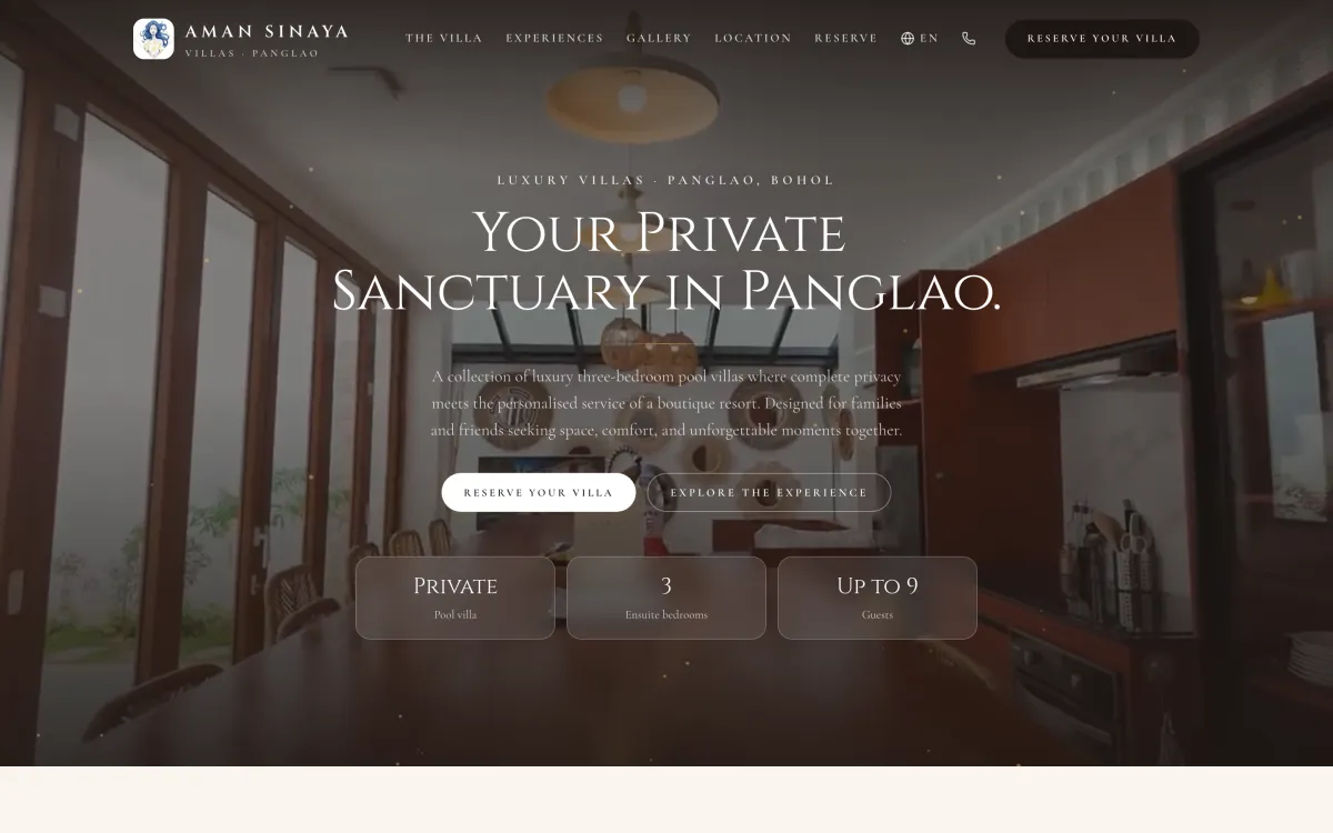 Private-villa resort website with a leads capture worker