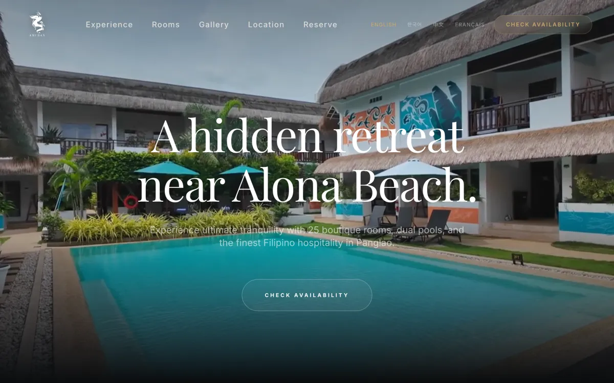 Boutique beach resort website for a twin-property listing