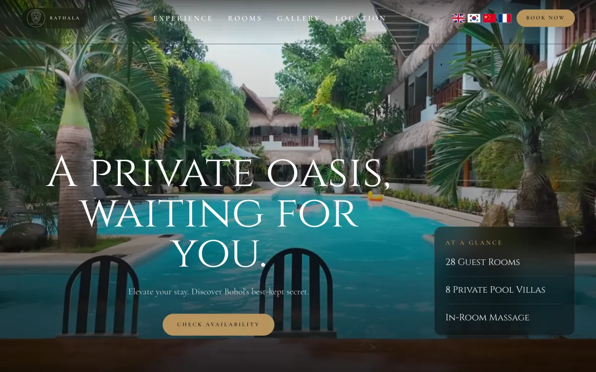 Boutique hotel website in two languages