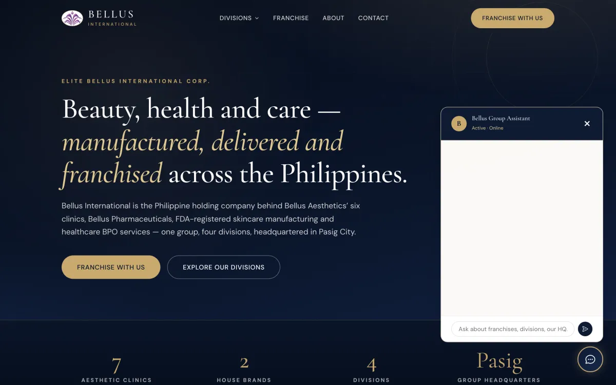 Corporate group website for a beauty, health and care holding company