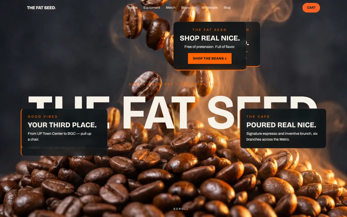 Specialty coffee roastery website with an online shop