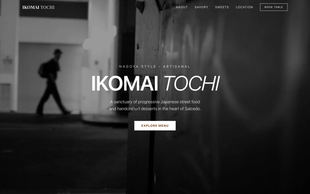 Japanese casual dining website with a dessert menu