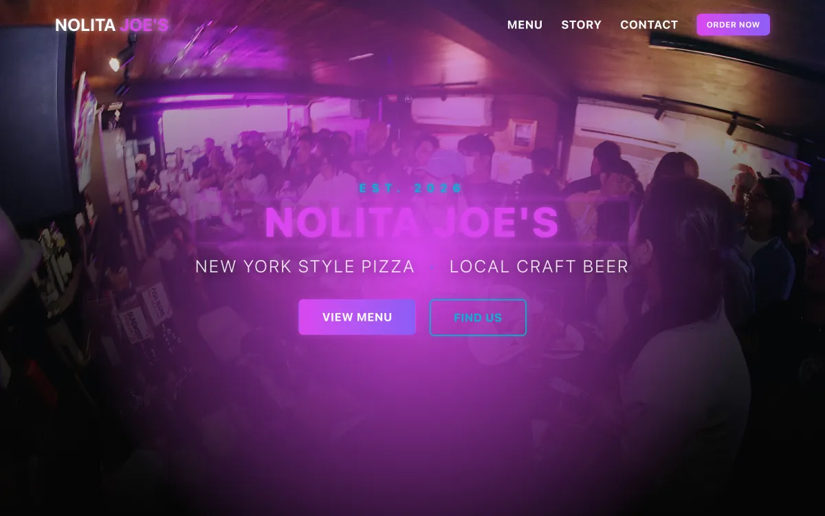 Pizza and craft beer restaurant website