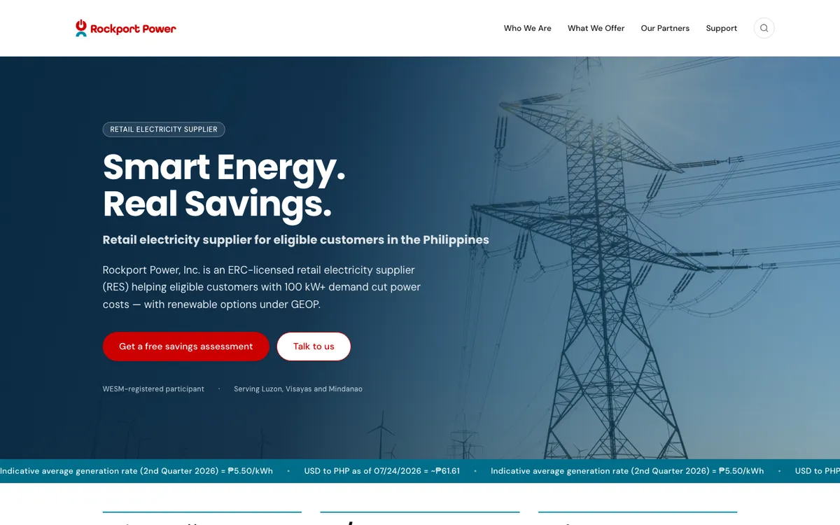 Rockport Power retail electricity supplier website